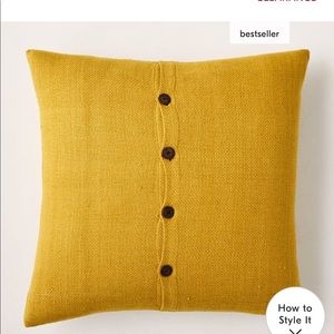 West Elm Mustard/Yellow texture button decor pillow